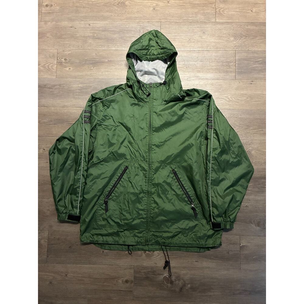 VTG Levi's Windbreaker Jacket Mens XL Green Full Zip Reflective 90s Nylon Hooded